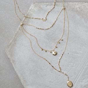 NWT American Eagle Gold Locket Rosary Necklace